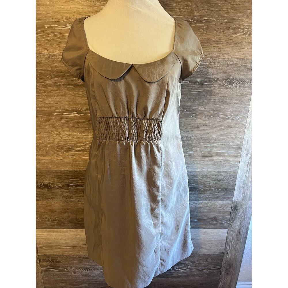 Anthropologie Maeve Dress Peter Pan Collar Short Brown Size 4